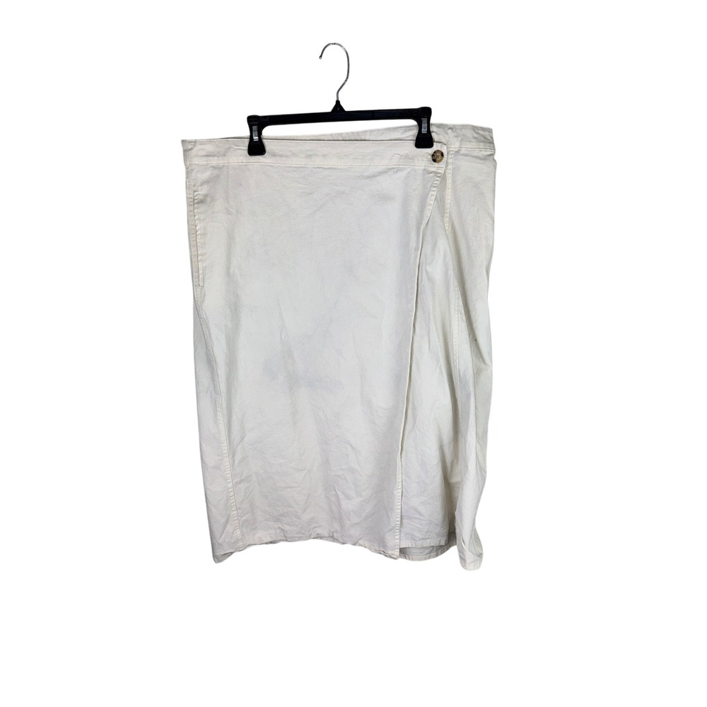 Universal Thread Womens Cream Cotton Wrap Midi Skirt‎ Size 17 Off White Utility